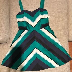 Draper James Chevron Dress - Teal, Navy, and White